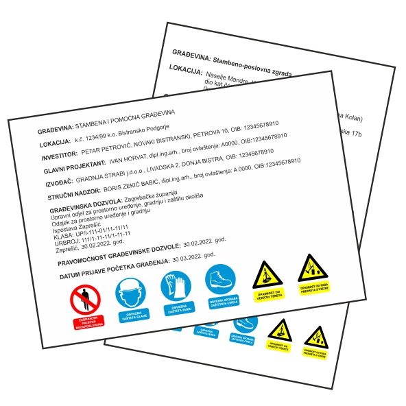 Natpisne ploče za označavanje gradilišta