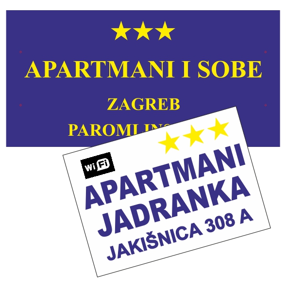 Natpisne ploče za apartmane, sobe, kuće za odmor